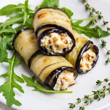 Рулетики из баклажанов с сыром и орехами